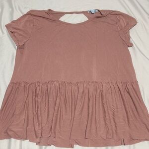 She + Sky Dusty Pink Ruffle Hem Top